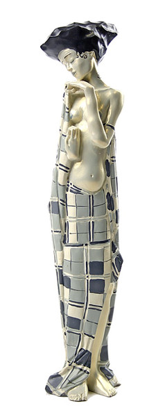 Museums Gertie Schiele in Checkered Cloth Statue by Egon Sculpture